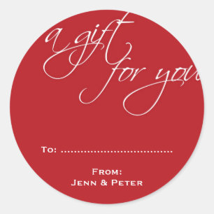 Red white script custom Christmas holiday gift tag