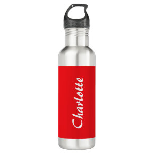 Red White Script Elegant Minimalist Modern Name 710 Ml Water Bottle