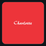 Red White Script Elegant Minimalist Modern Name Square Sticker<br><div class="desc">This template can be customized to meet all professional occupations.</div>