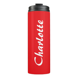 Red White Script Elegant Minimalist Modern Name Thermal Tumbler