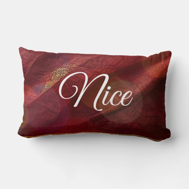 Red White Script Lettering Naughty or Nice Lumbar Pillow (Back)