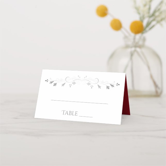 Red & White Simple Elegant Wedding Place Cards (Front)