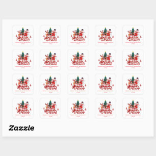 Red & White Simple Merry Christmas Square Sticker