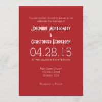 Red White Simple Modern Wedding Invitation