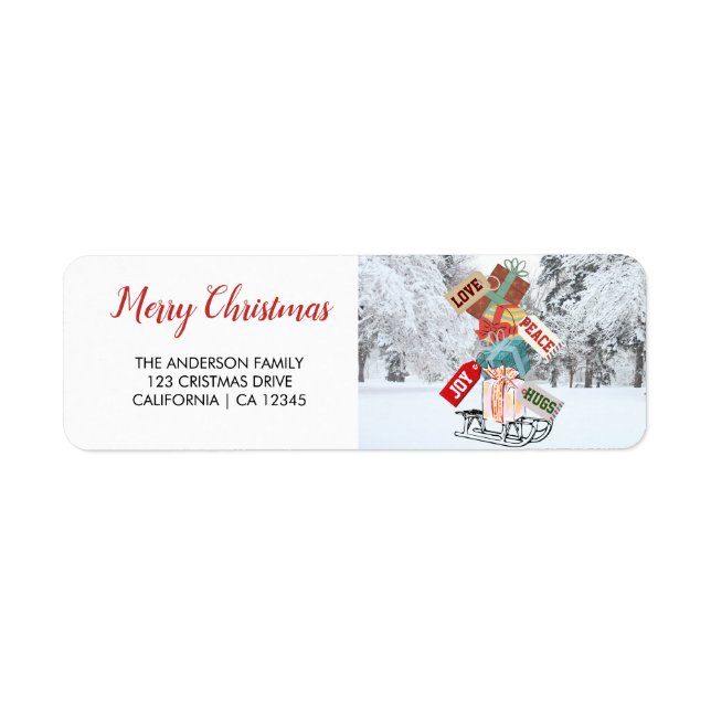 Red White Snow Sled Vintage Stylish Cute Christmas (Front)