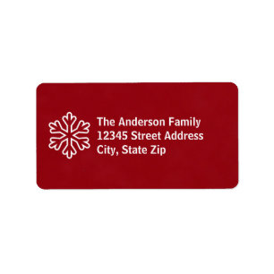 Red & White Snowflake - Address Label