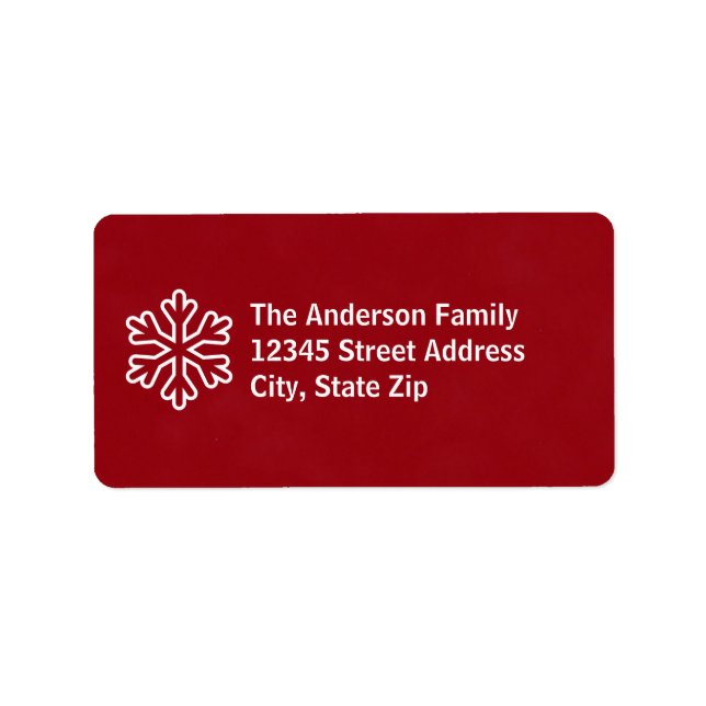 Red & White Snowflake - Address Label (Front)