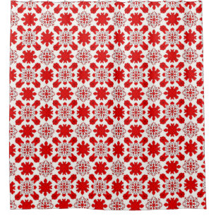 🚿 Red White Snowflake Christmas Bathroom Decor ❄️
