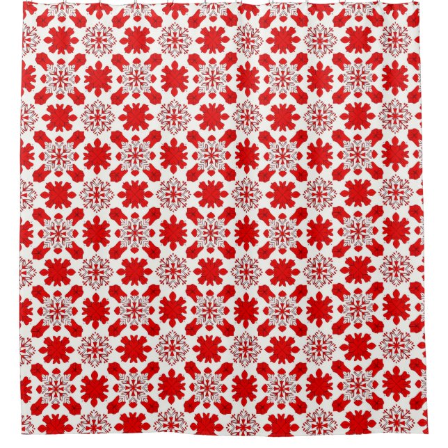 🚿 Red White Snowflake Christmas Bathroom Decor ❄️ (Front)