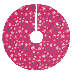 Red White Snowflake Christmas Pattern Brushed Polyester Tree Skirt