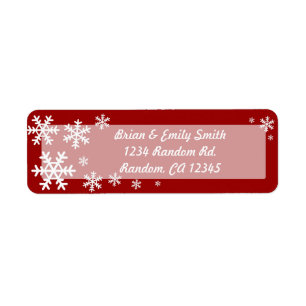 Red white snowflake Christmas return labels