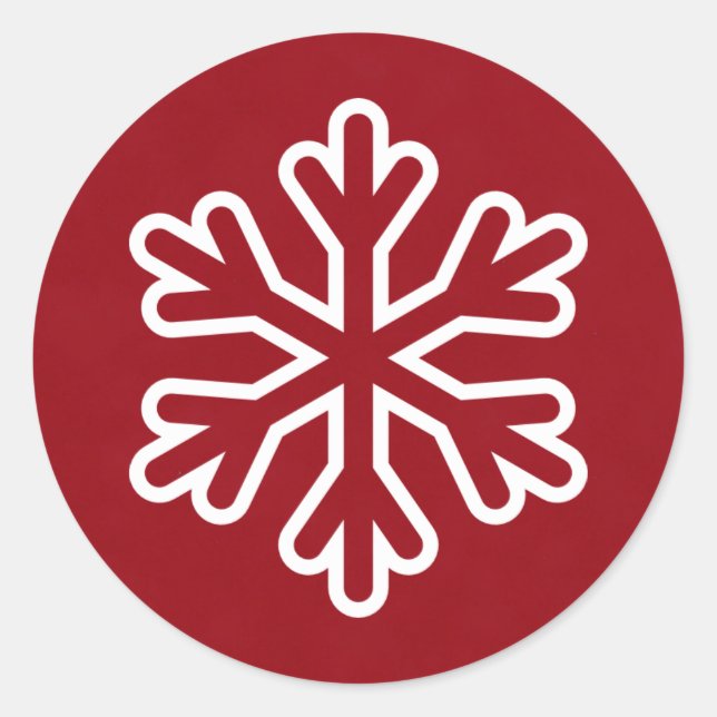 Red & White Snowflake - Circle Sticker (Front)