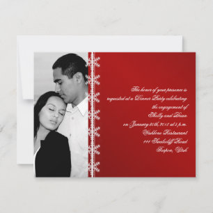 Red White Snowflake Winter Wedding Engagement Invitation