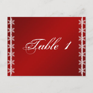 Red White Snowflake Winter Wedding Table Number Postcard
