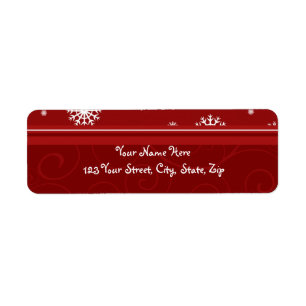 Red White Snowflakes Christmas Address Labels