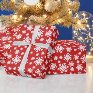 Red White Snowflakes Christmas Holiday  Wrapping P Paper