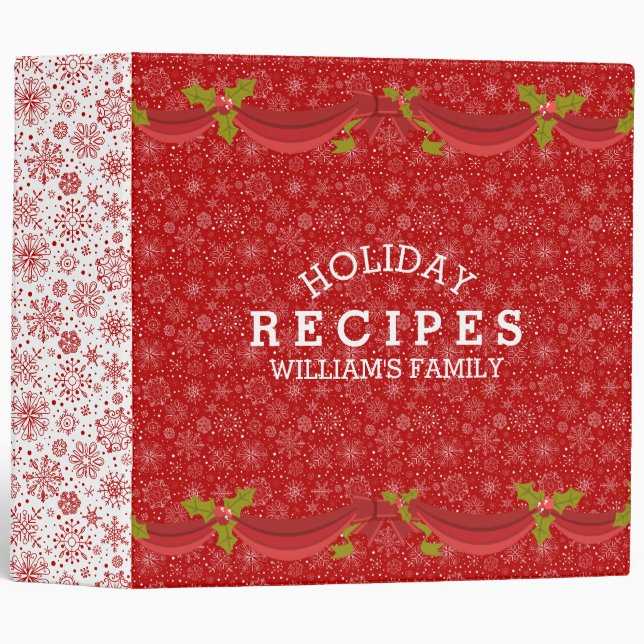 Red & white snowflakes christmas recipes binder (Front/Spine)