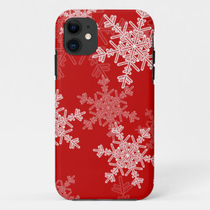 Red White Snowflakes Minimalist Christmas iPhone 11 Case