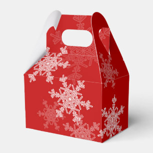 Red White Snowflakes Minimalist Christmas Favor Box