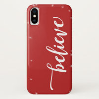 Red & White Sparkle Believe Holiday