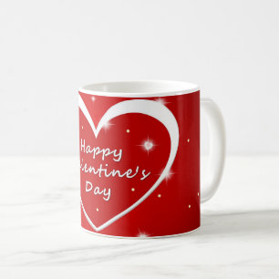 Red & White Sparkling Heart Valentine's Day Mug