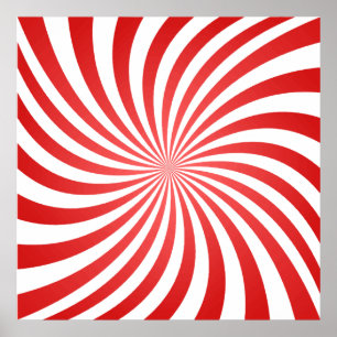 Red & White Spiral Optical Illusion  Poster