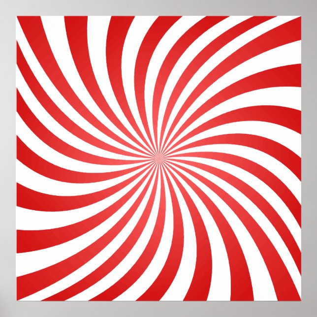 Red & White Spiral Optical Illusion  Poster (Front)