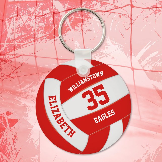 red white sports team colours volleyball keychain (Creator Uploaded)