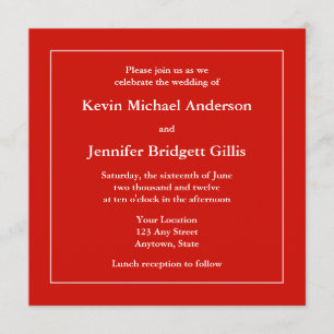 Red & White Square Invitations or Announcements