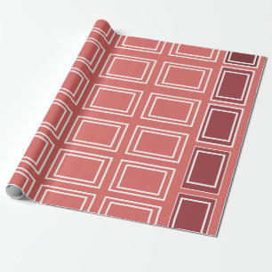 Red White Square Rectangle Geometric Wrapping Paper