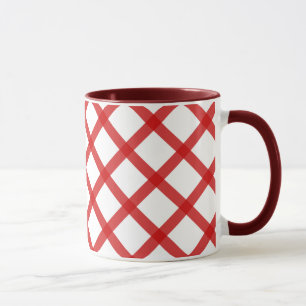 Red White Squares Retro Coffee Mug
