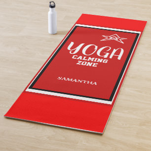 Red White Star Name Yoga Mat