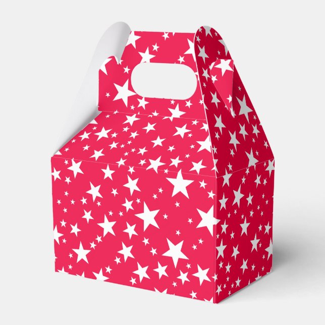Red White Stars Christmas Elegant Template Favor Box (Front Side)