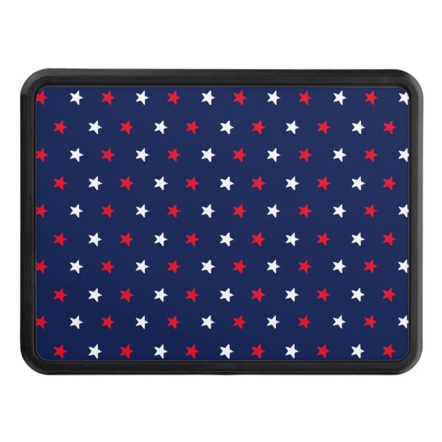 Red white stars navy blue america pattern trailer trailer hitch cover (Front)