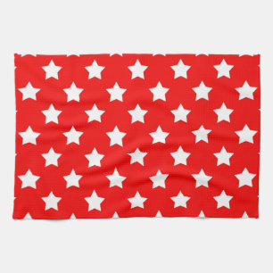 Red White Stars Pattern Decorative Kitchen Towel