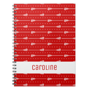 Red White Sticks and Dotted Lines Pattern Notebook