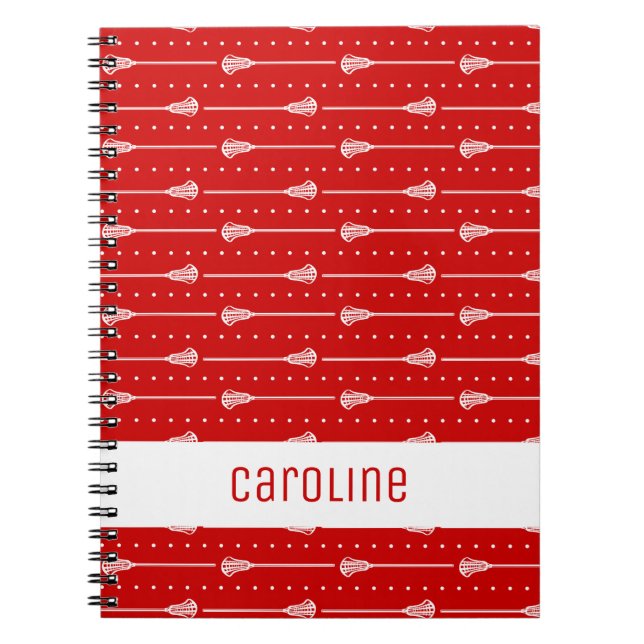 Red White Sticks and Dotted Lines Pattern Notebook (Front)