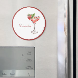 Red White Strawberry Cocktail Drink Magnet
