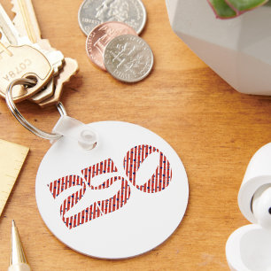 Red White Stripe Blue Stars America 250 Birthday Keychain