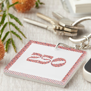 Red White Stripe Blue Stars America 250 Birthday Keychain