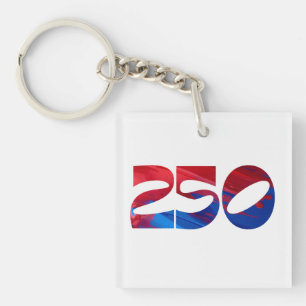Red White Stripe Blue Stars America 250 Birthday Keychain