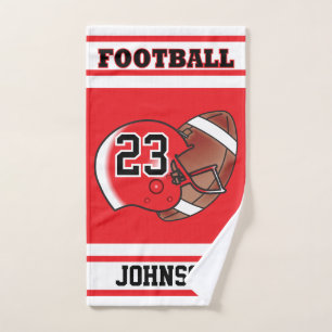 Red & White Stripe Football Jersey Hand Towel
