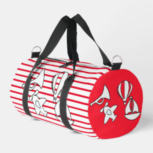 Red White Stripe Kids Duffle Bag