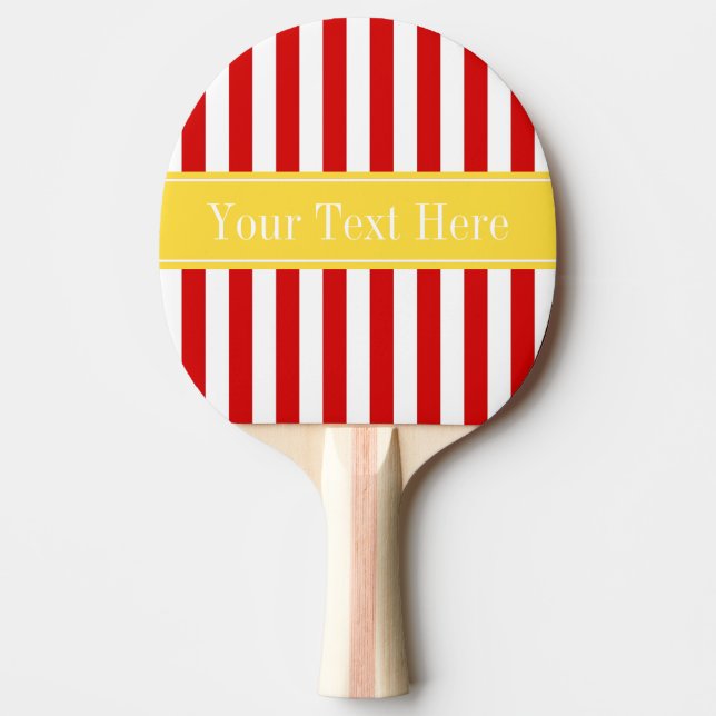 Red White Stripe Pineapple Name Monogram Ping Pong Paddle (Front)