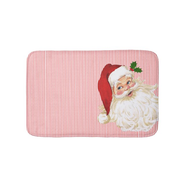 Red White Stripe Santa Claus Bath Mat (Front)