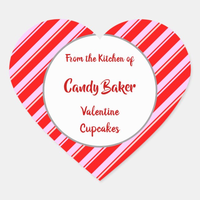 Red White Striped Custom Baking Sticker (Front)