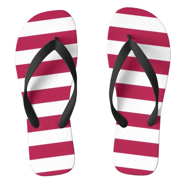 Red & White Striped Flip Flops – Summer Beach Sand (Footbed)