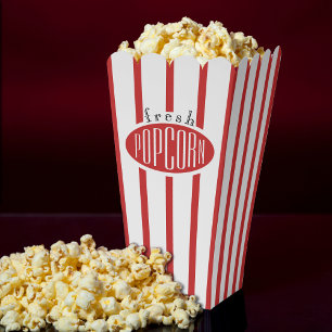 Red & White Striped Fresh Movie Popcorn Favor Box