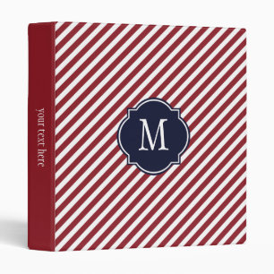 Red & White Striped Monogram Binder