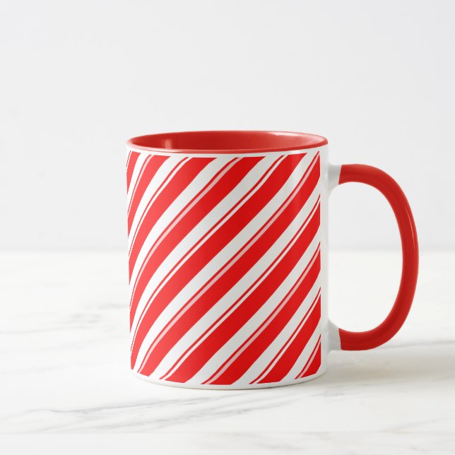 Red White Striped Peppermint Pattern Mug (Right)